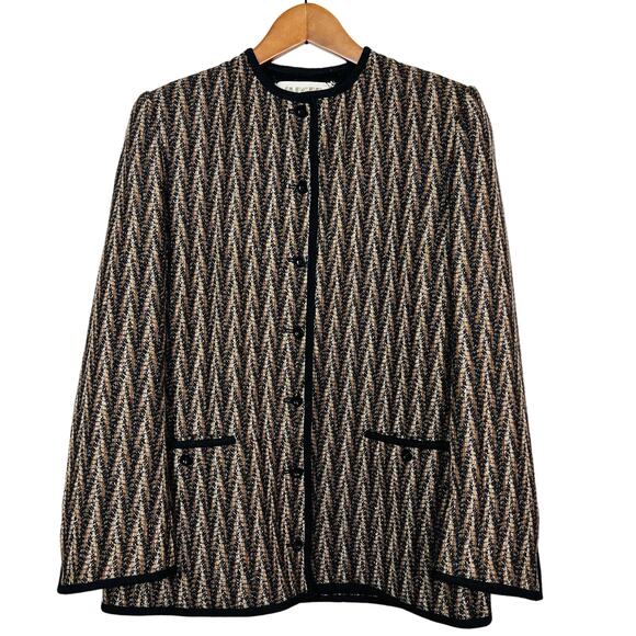 Vintage Jaeger London Knit Button Front Jacket Shacket Tweed Casual - 12 - Picture 1 of 6